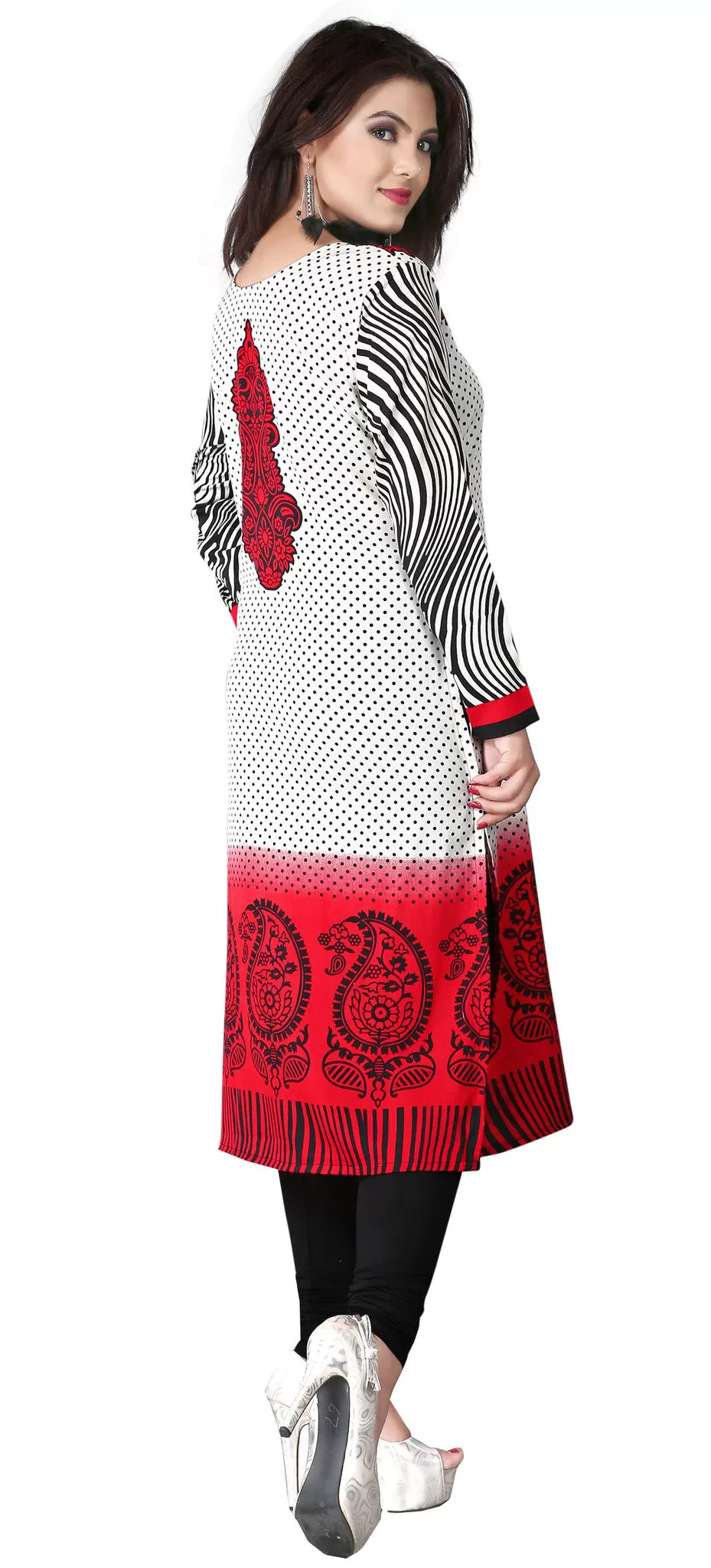 India Tunic Top Kurti Womens Long Blouse Indian Apparel (Red)