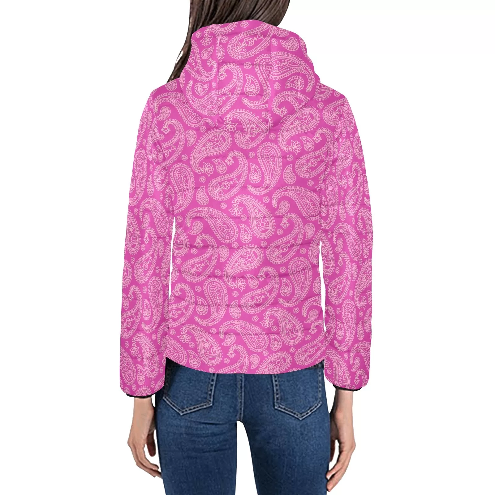 Innuendos of Pink and Paisley Women's Padded Hooded Jacket