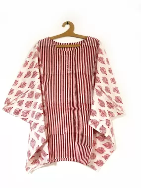 Isra Block Printed Top-Ruby Red