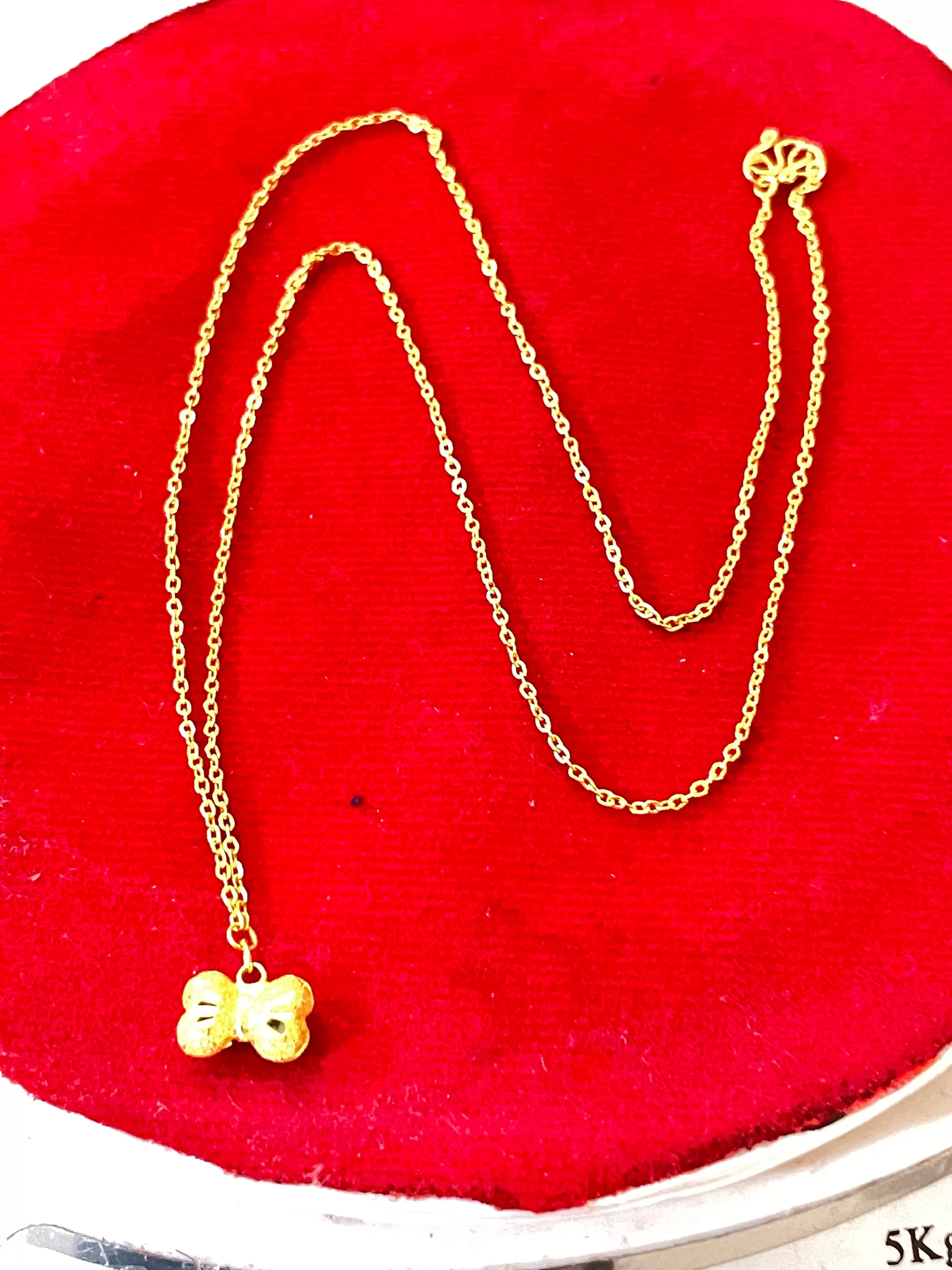 Item no. SP1016 Bangkok Solid Real Gold 15” long Necklace