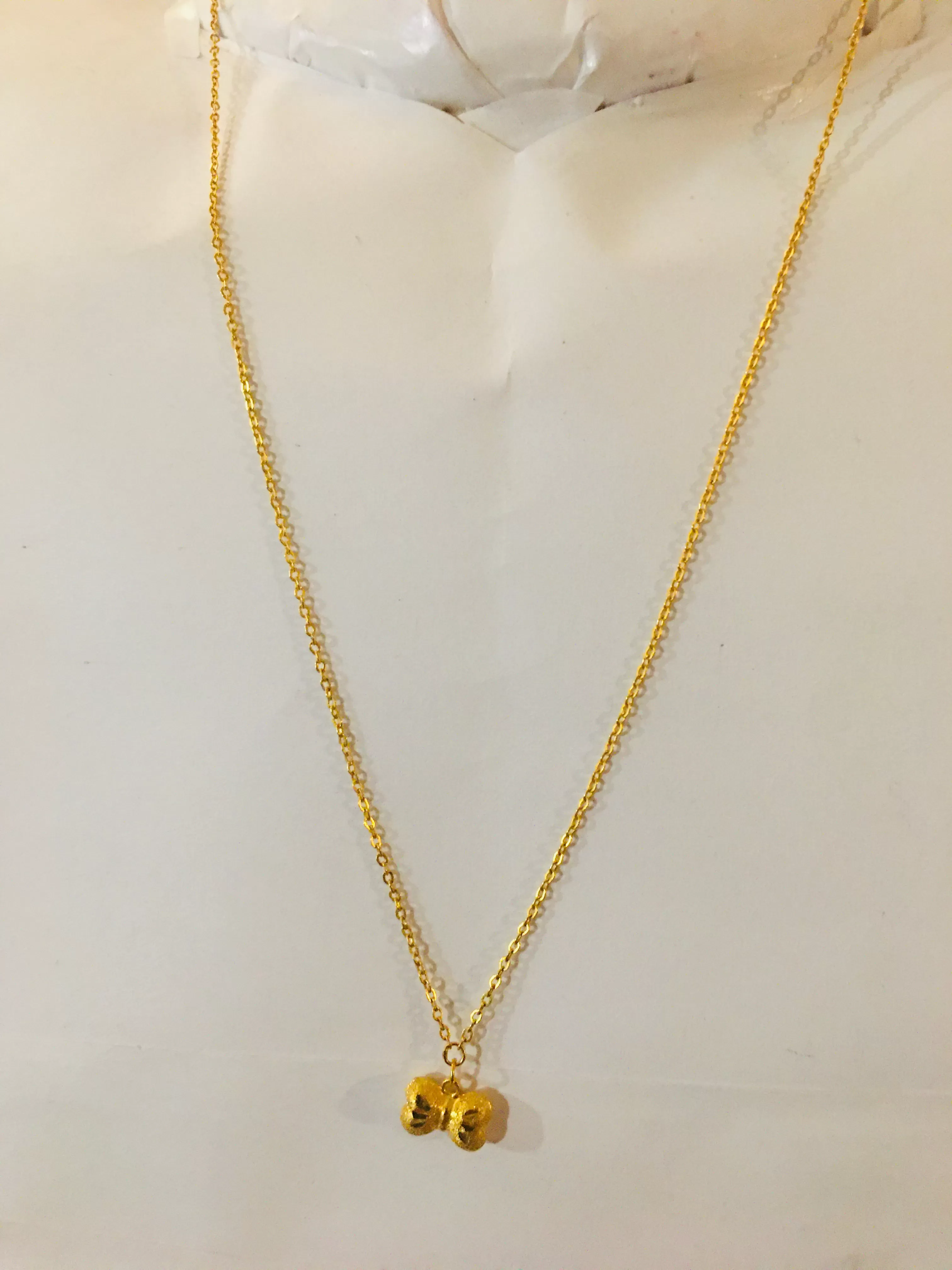 Item no. SP1016 Bangkok Solid Real Gold 15” long Necklace