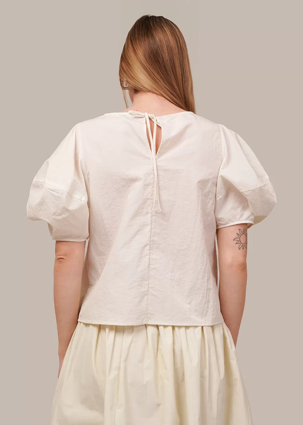 Ivory Balloon Sleeve Blouse