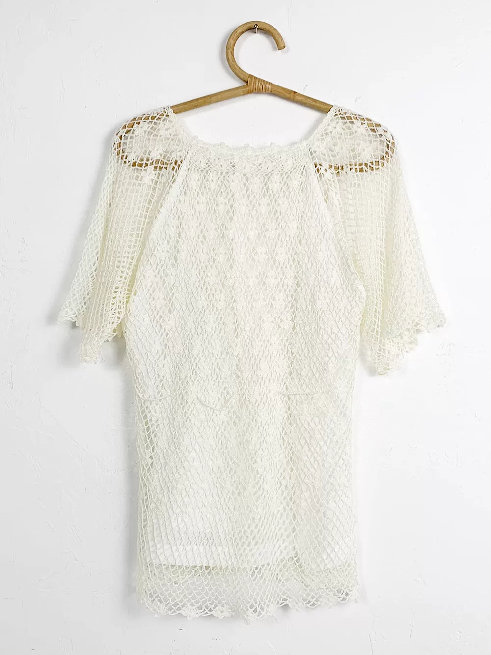 Ivory Crochet Tunic Top With Matching Waist Tie