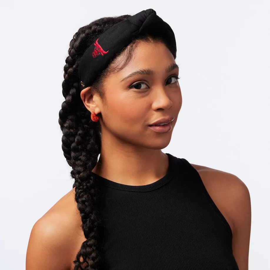 JET CHICAGO BULLS EMBROIDERED KNOTTED HEADBAND