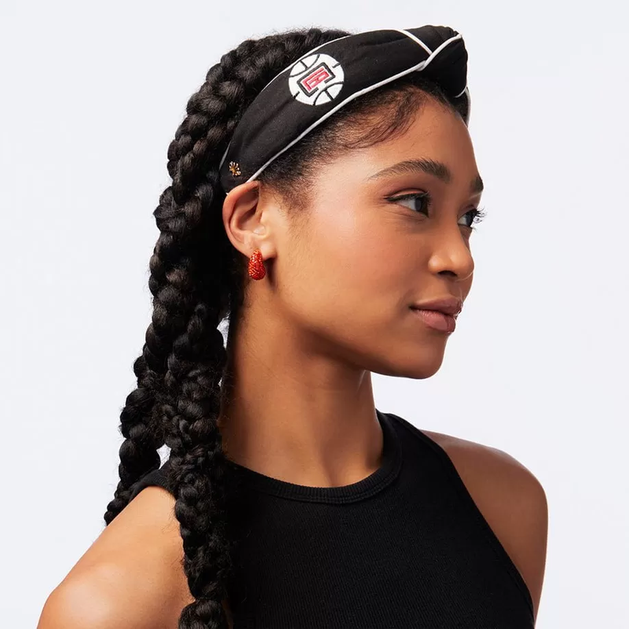 JET LA CLIPPERS EMBROIDERED KNOTTED HEADBAND