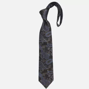 JZ Richards Premium Silk Paisley Tie - Classic Light Brown with Subtle Blue and Black Accents - Made in the USA