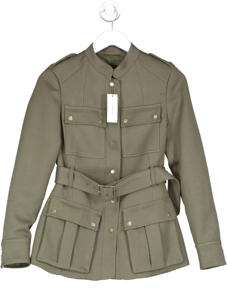 Karen Millen Green Relaxed Tailored Belted Utility Pocket Jacket UK 6