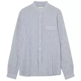 LA PAZ Vieira Collarless Seerksuker Shirt Blue Stripes