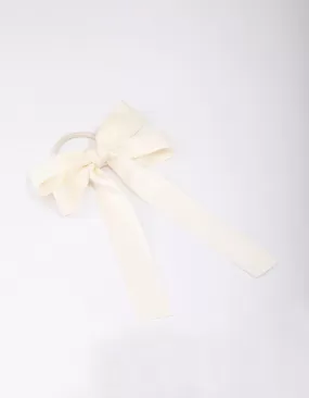 Large Cream Bow Hair Tie