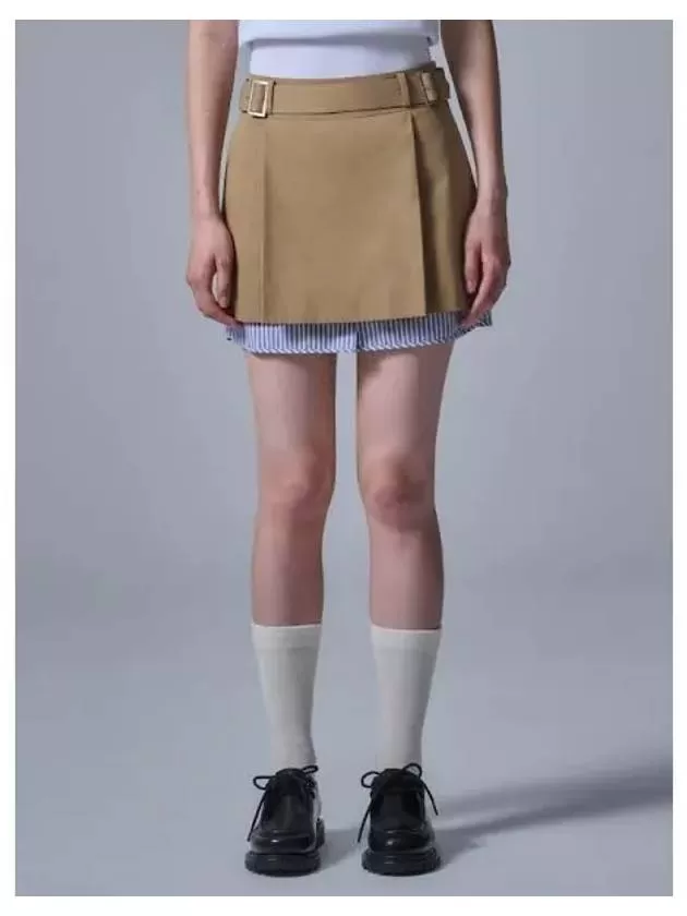 Layered mini skirt beige domestic product