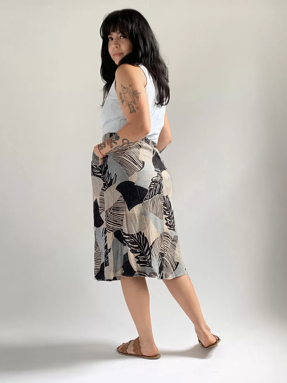 Le Jupe Tropic Print Rayon Skirt