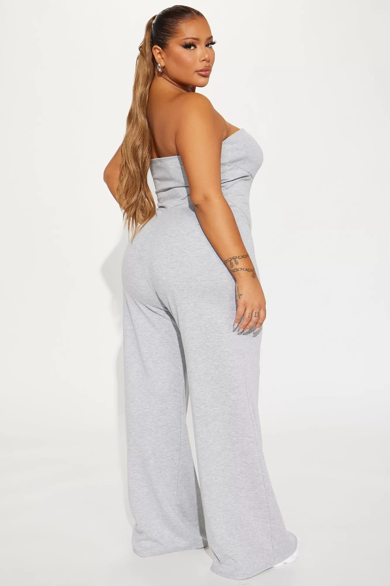 Leave This Town Jumpsuit - Heather Grey