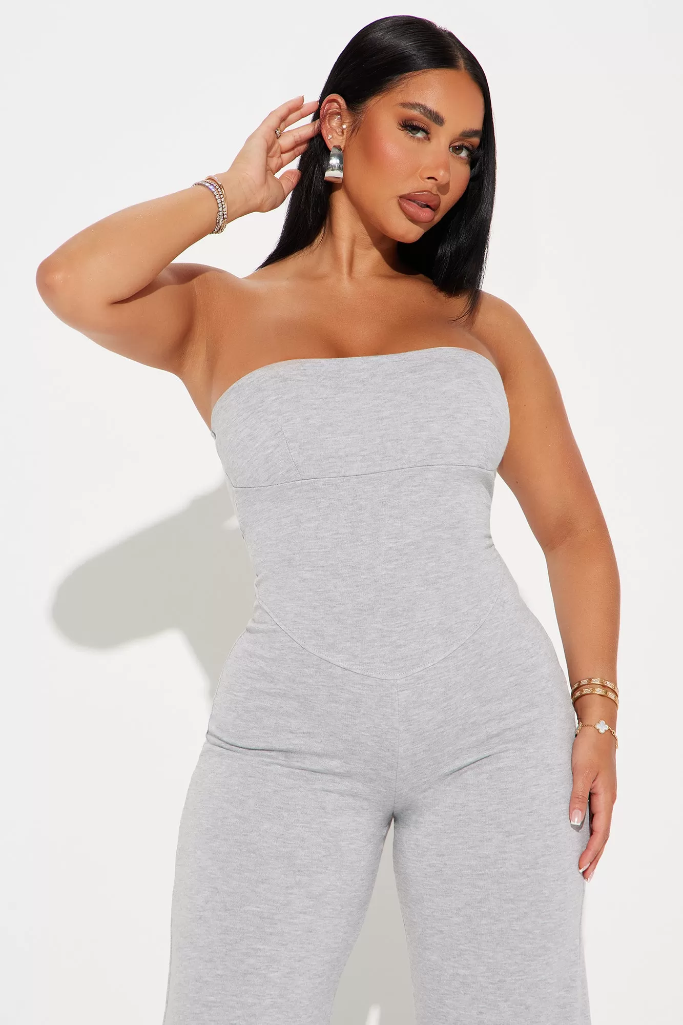 Leave This Town Jumpsuit - Heather Grey