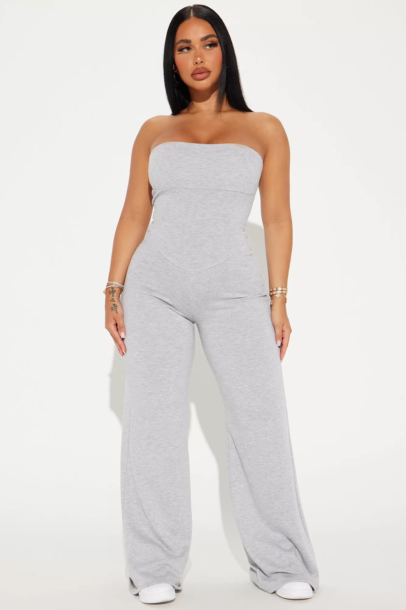 Leave This Town Jumpsuit - Heather Grey