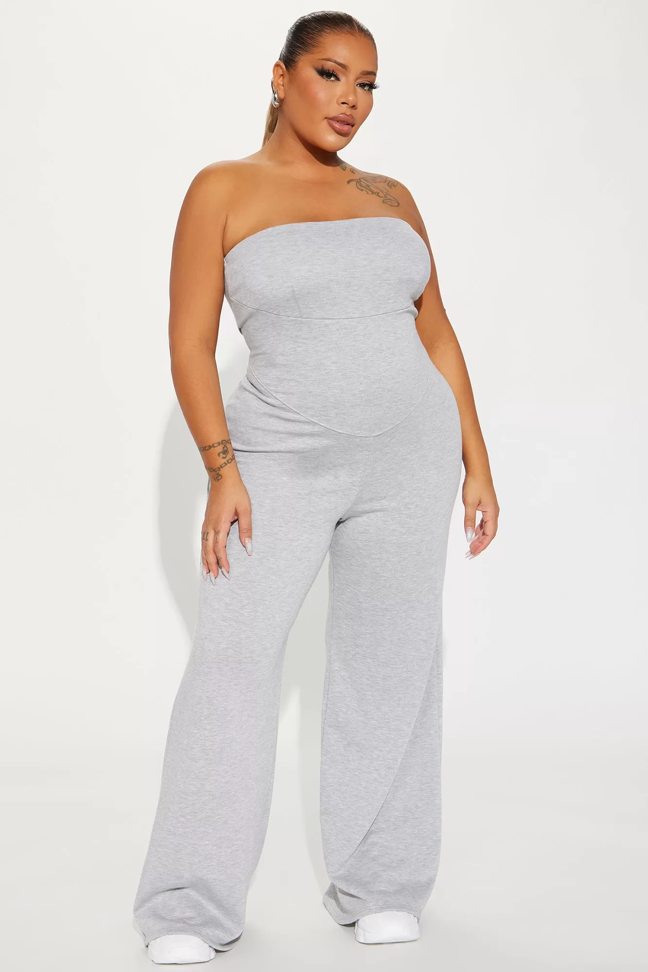 Leave This Town Jumpsuit - Heather Grey