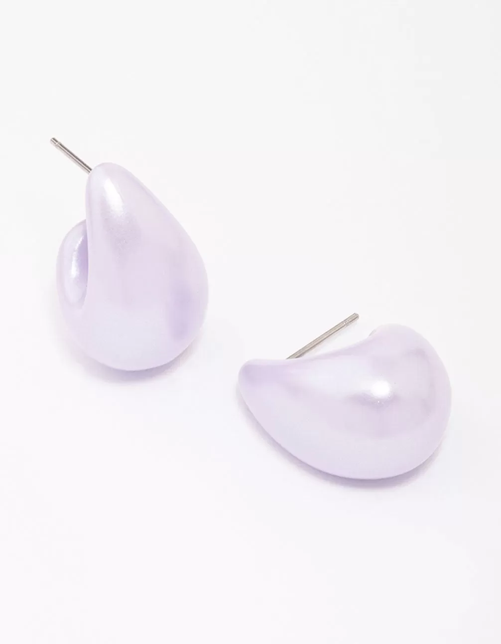 Lilac Iridescent Droplet Teardrop Huggie Hoop Earrings