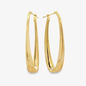 Long Tapered Oval Hoop Earrings