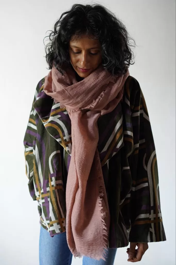 Loom Woven Fine Wool Scarf - Earth Tones