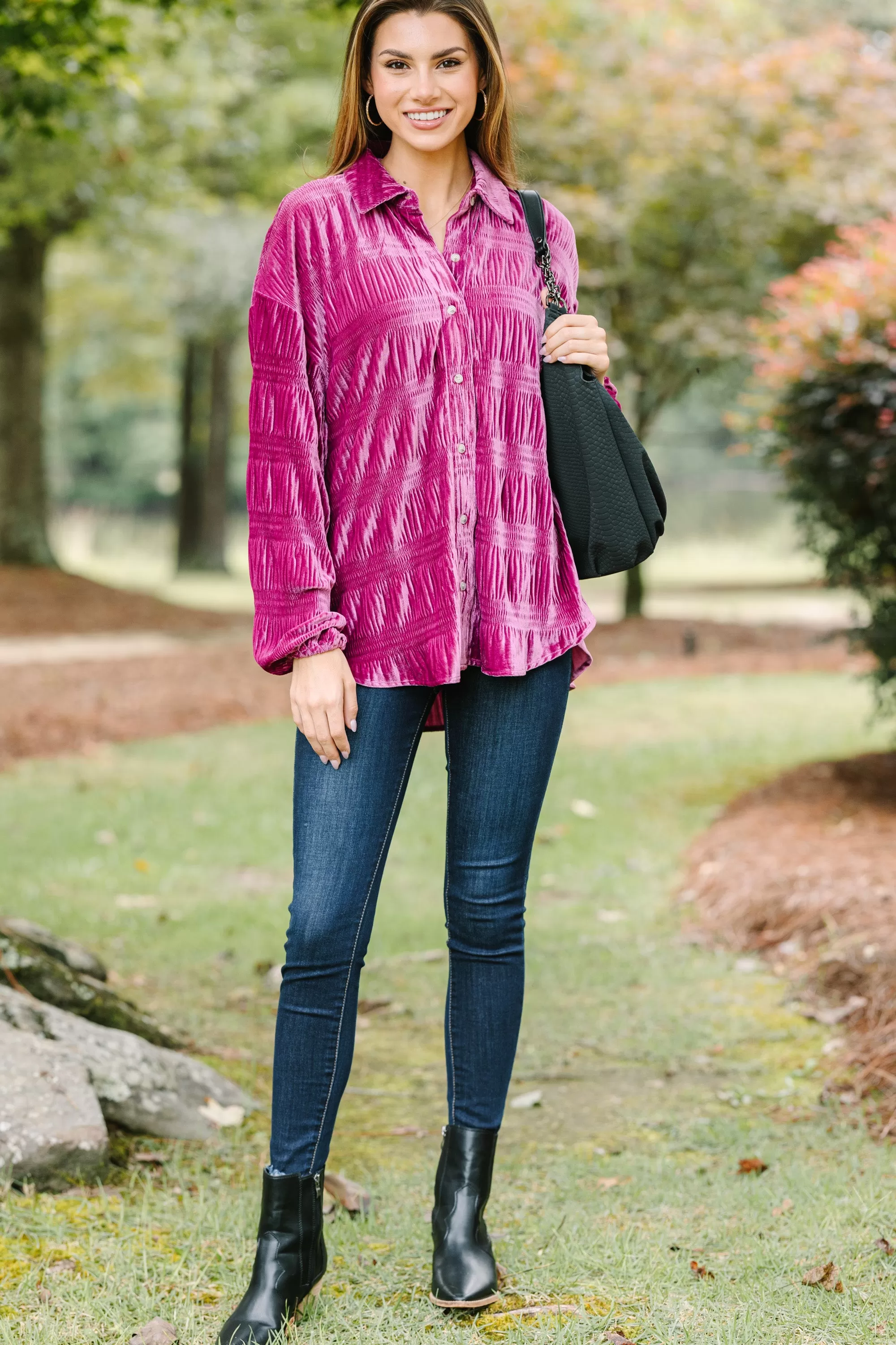 Love The Drama Hibiscus Purple Velvet Blouse