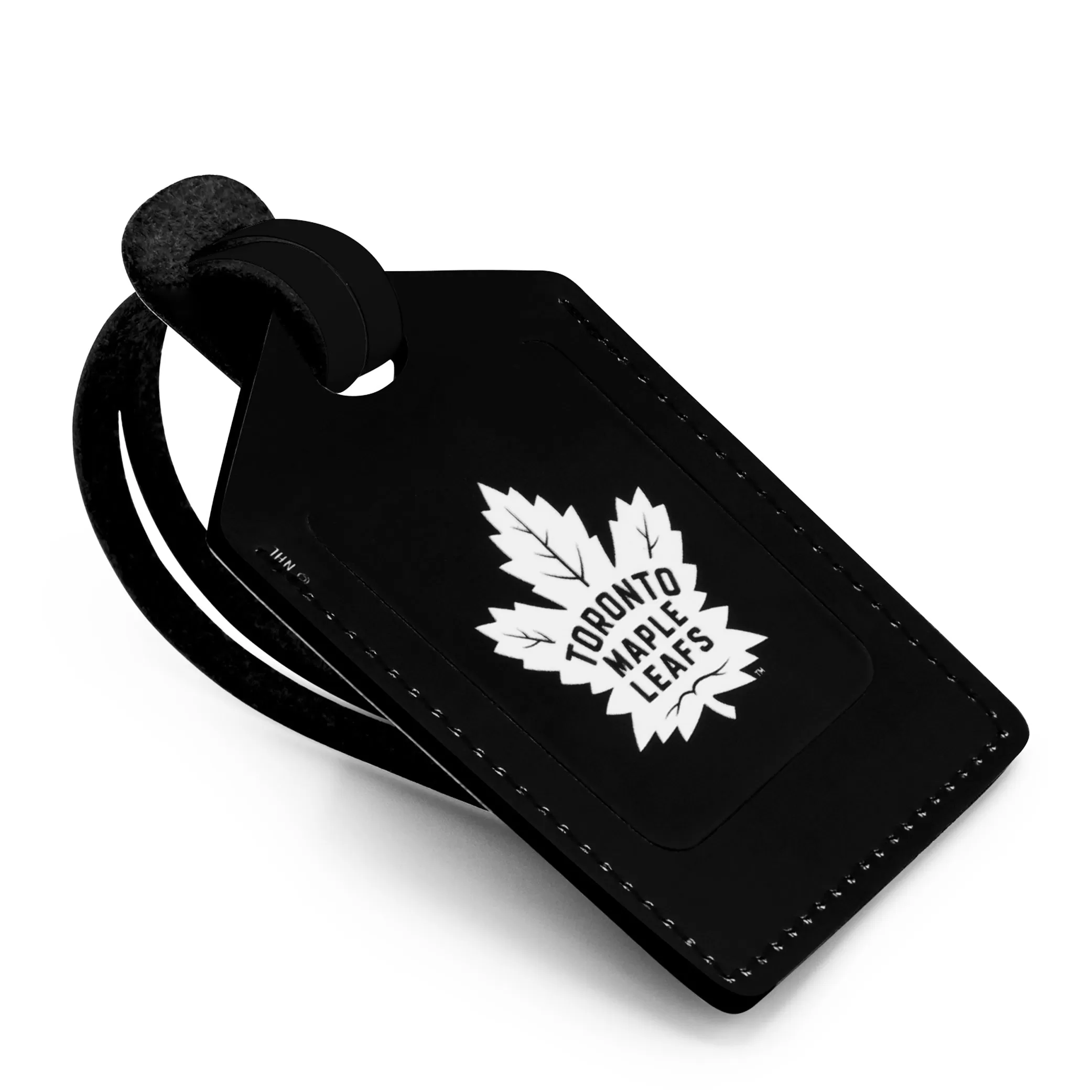 Maple Leafs Leather Treaty Primary Logo Luggage Tag - BLACK