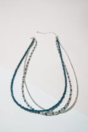 Metallic Glass Bead Layered Necklace