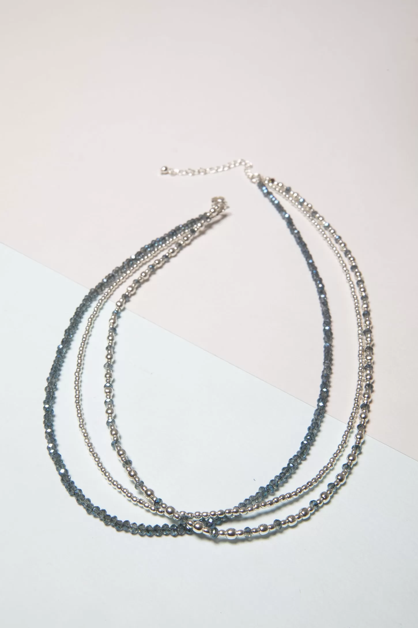 Metallic Glass Bead Layered Necklace