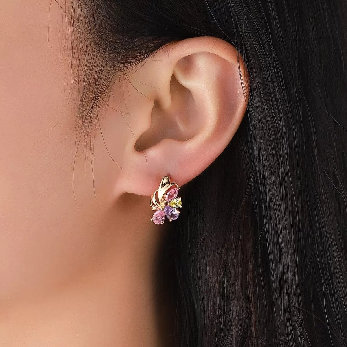 Minimalist Golden Crystal Stud Earrings