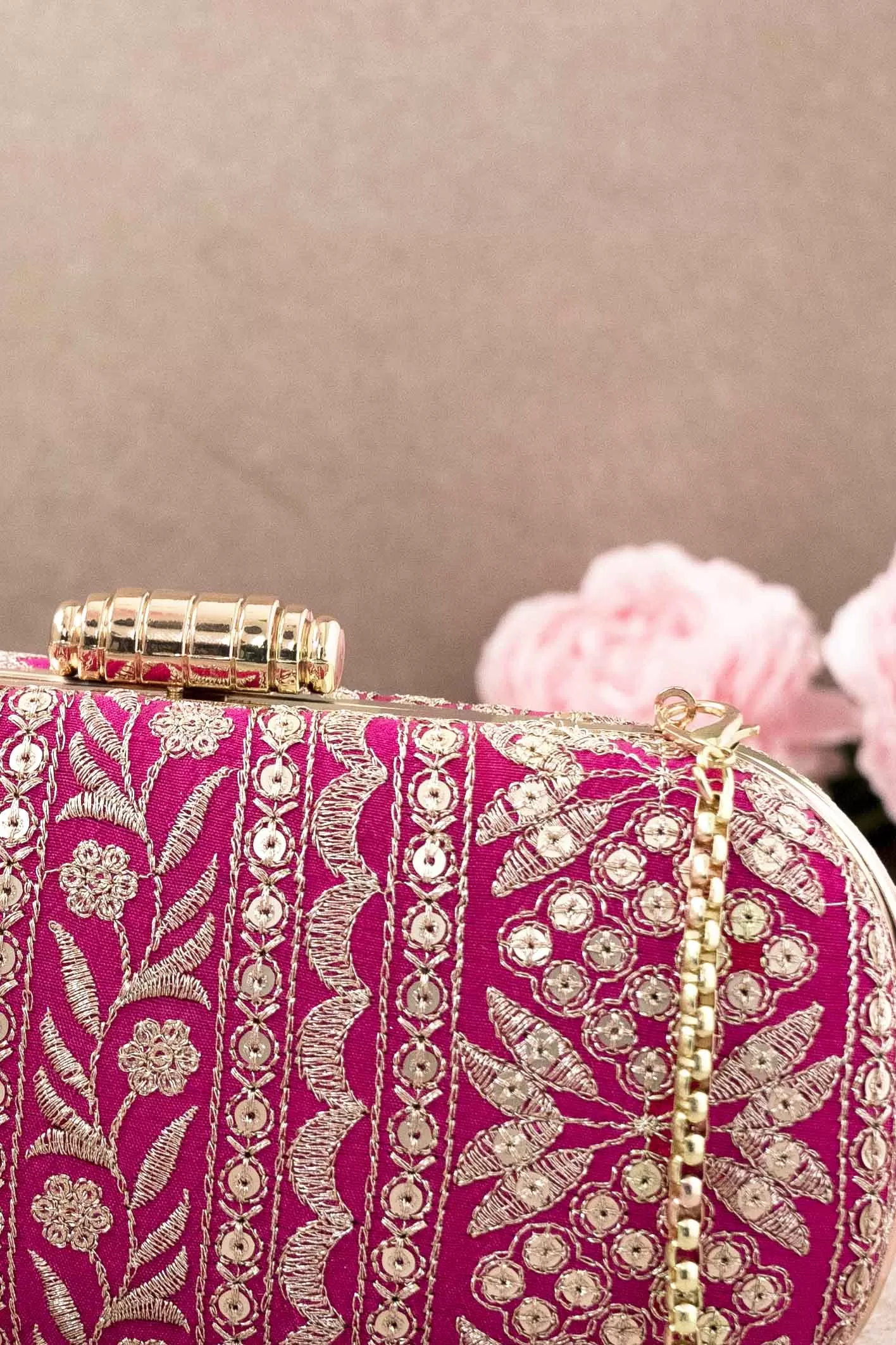 Mirai Embroidered Clutch - Pink