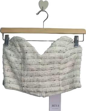 MISA White Check Tweed Strapless Top UK 6