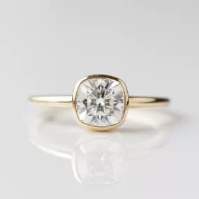 Moissanite Cushion Cut Bezel Set Ring