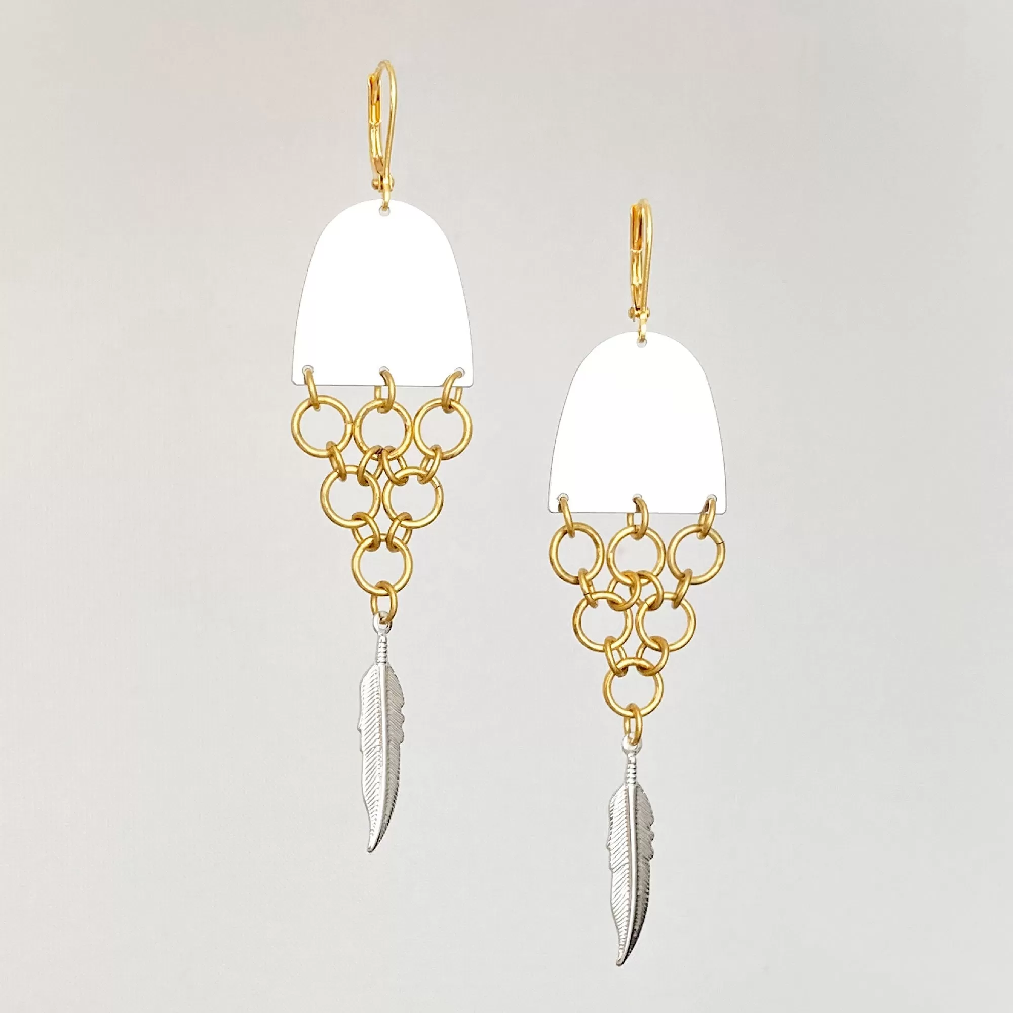 MONOHAN silver and brass fishtail earrings