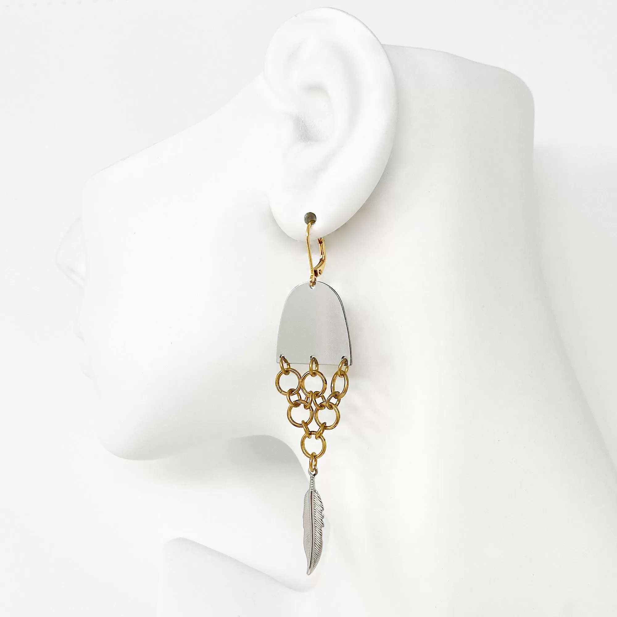 MONOHAN silver and brass fishtail earrings