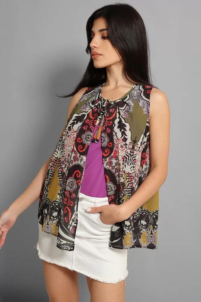 Multicolour Paisley Print 2-in-1 Overlay Top