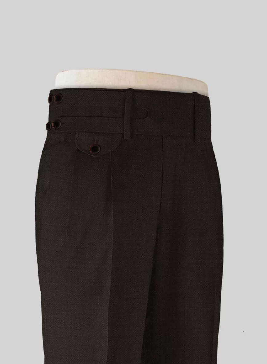 Napolean Dark Brown Double Gurkha Wool Trousers