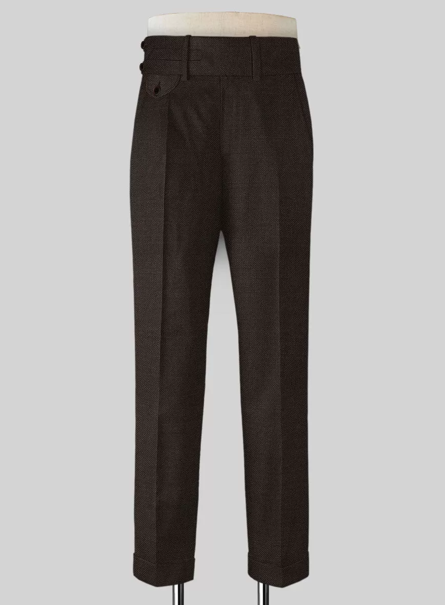 Napolean Dark Brown Double Gurkha Wool Trousers