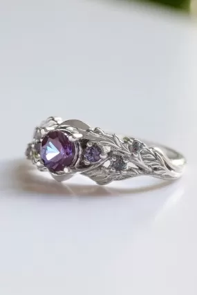 Nature inspired alexandrite engagement ring / Japanese Maple