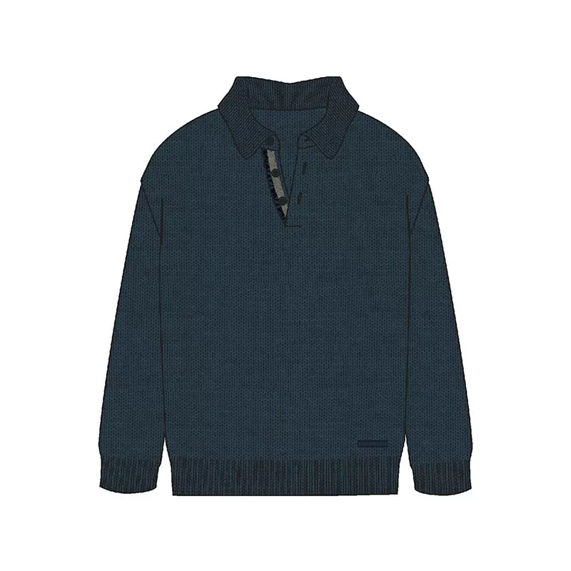 Nukutavake Navy Polo Sweater_7383-26