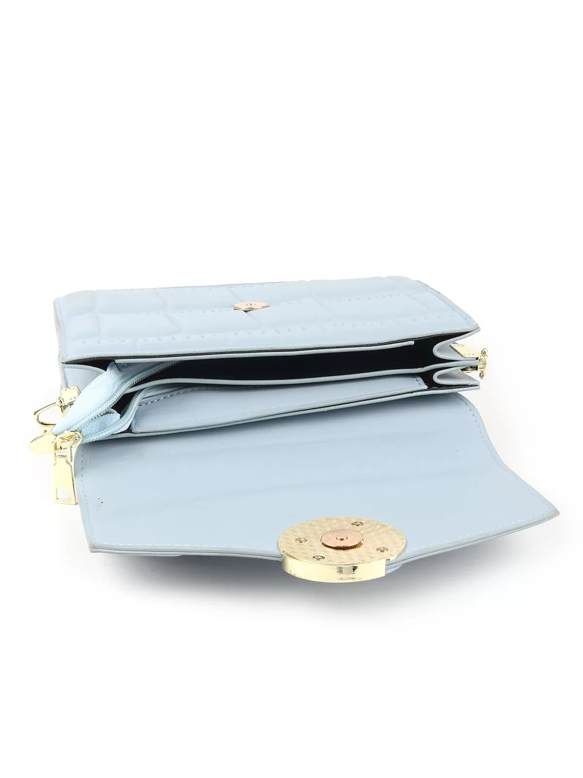 Odette Light Blue Textured Sling Bag for Women