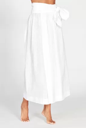 Ondine White Linen Wrap Maxi Skirt