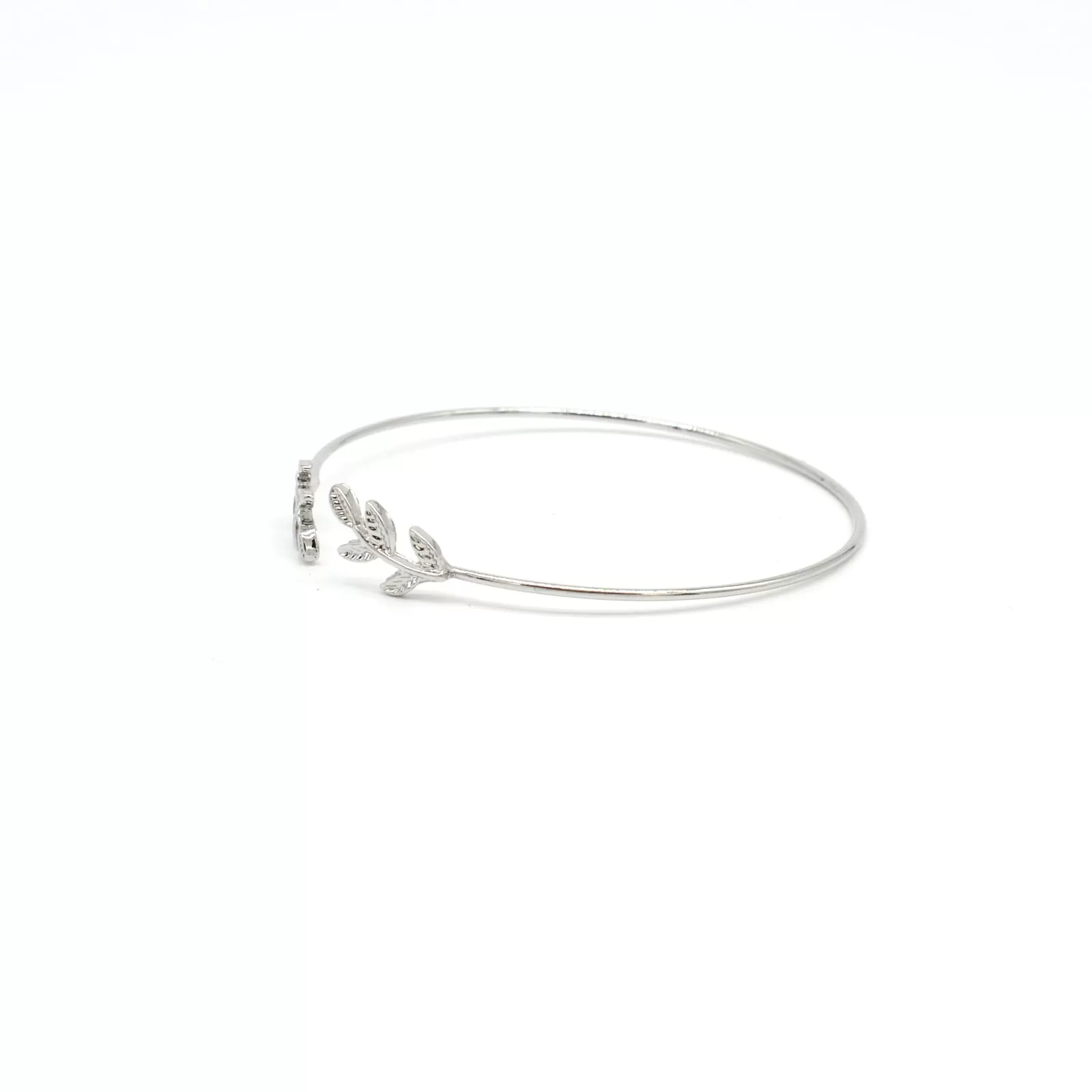 Open Cuff Leaves Silver Bracelet