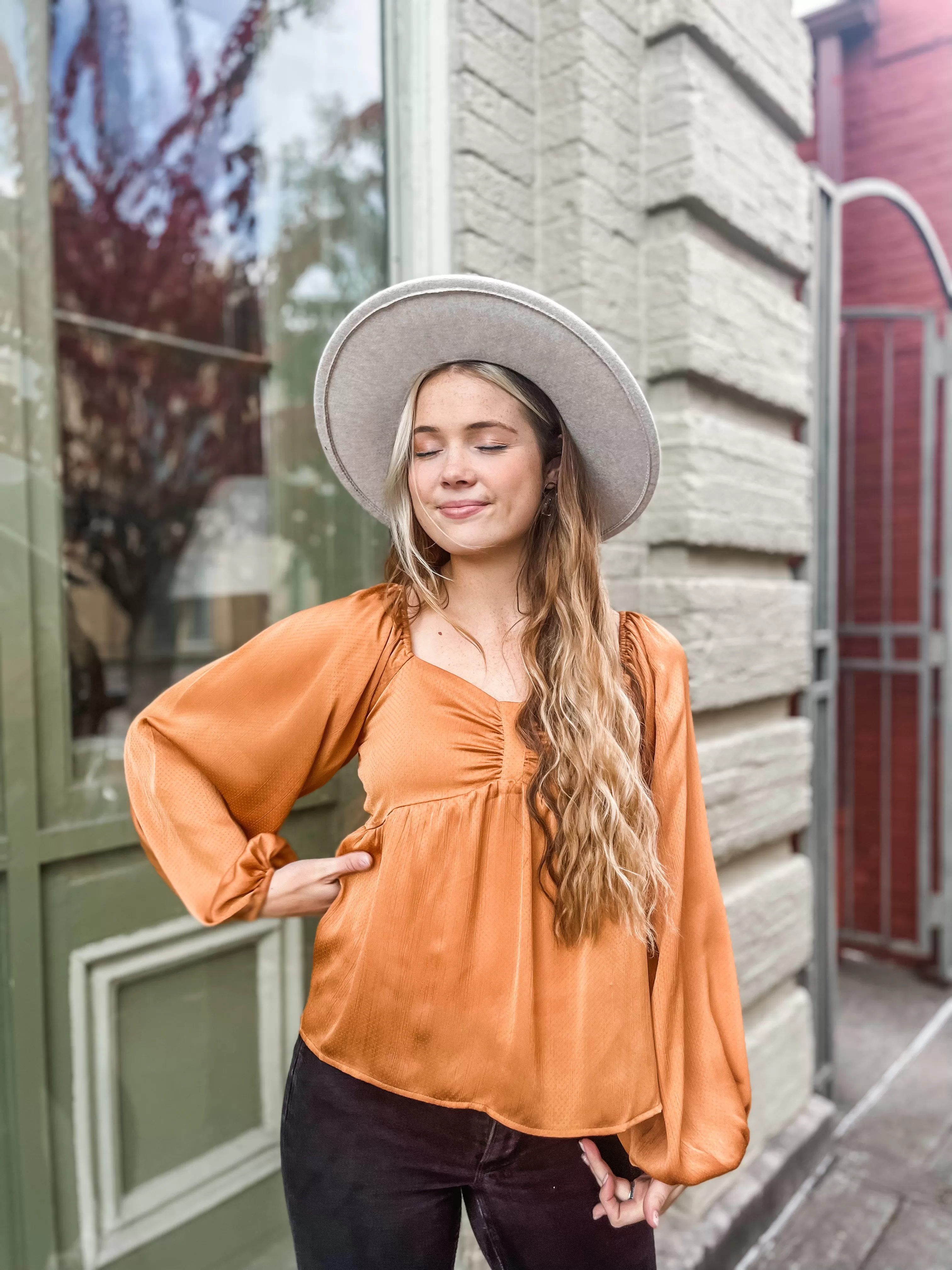 Orange Soda Satin Babydoll Top