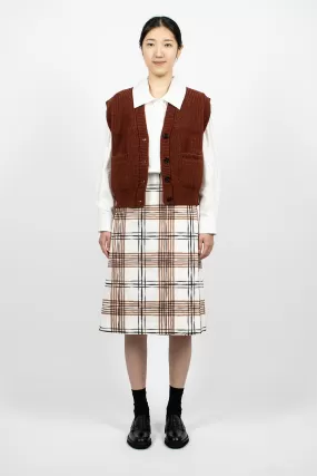 Painted Check Wrap Skirt Off-white/Black/Tan