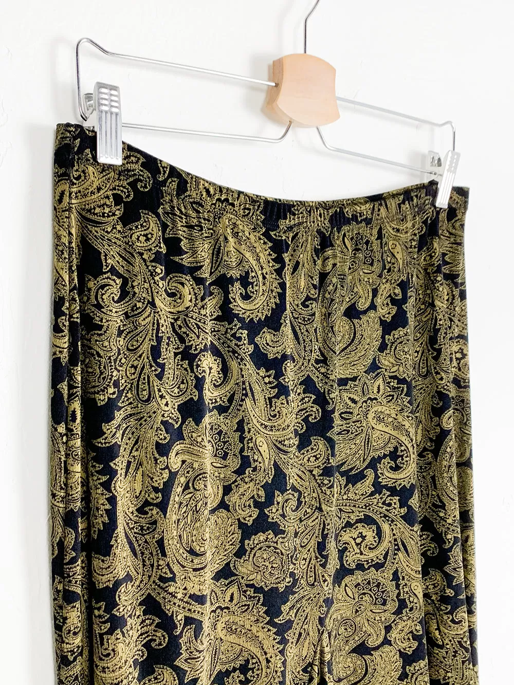 Paisley Black and Tan Kick Pleat Skirt