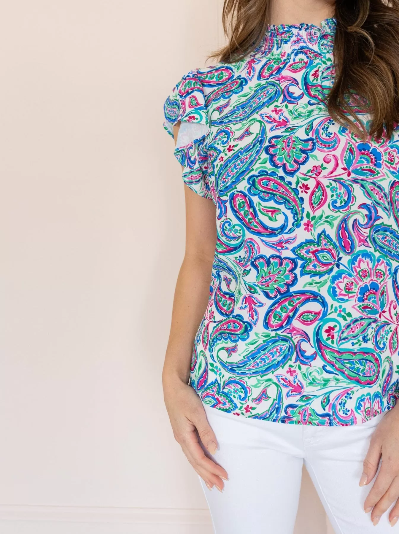 Paisley Dreams Flutter Sleeve  Top