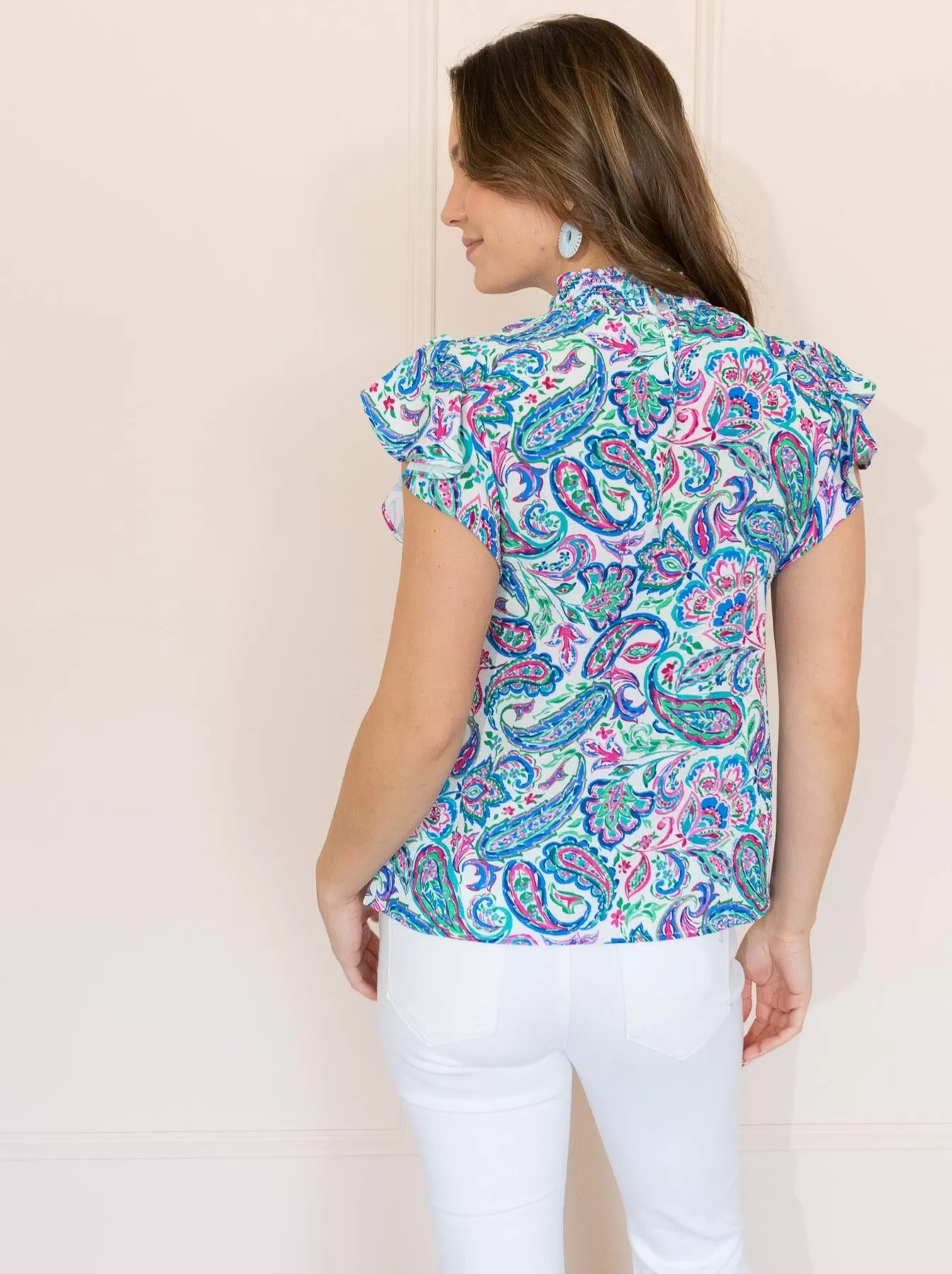 Paisley Dreams Flutter Sleeve  Top