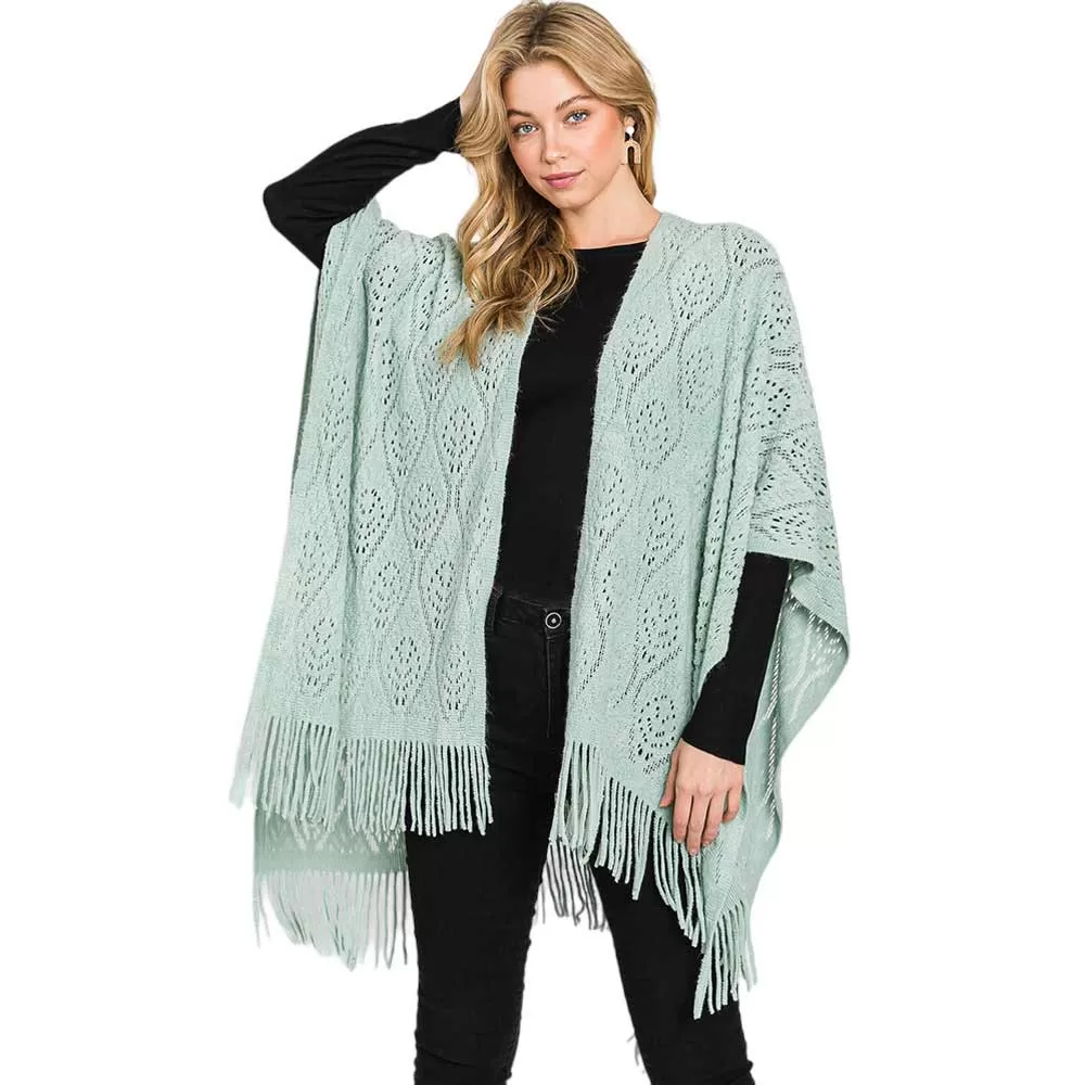 Paisley Patterned Fringe Ruana Poncho