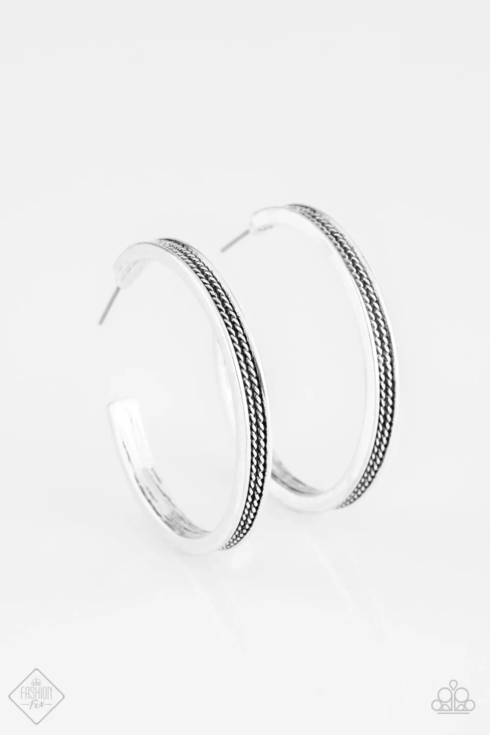 Paparazzi Jungle Stride Silver Hoop Earrings