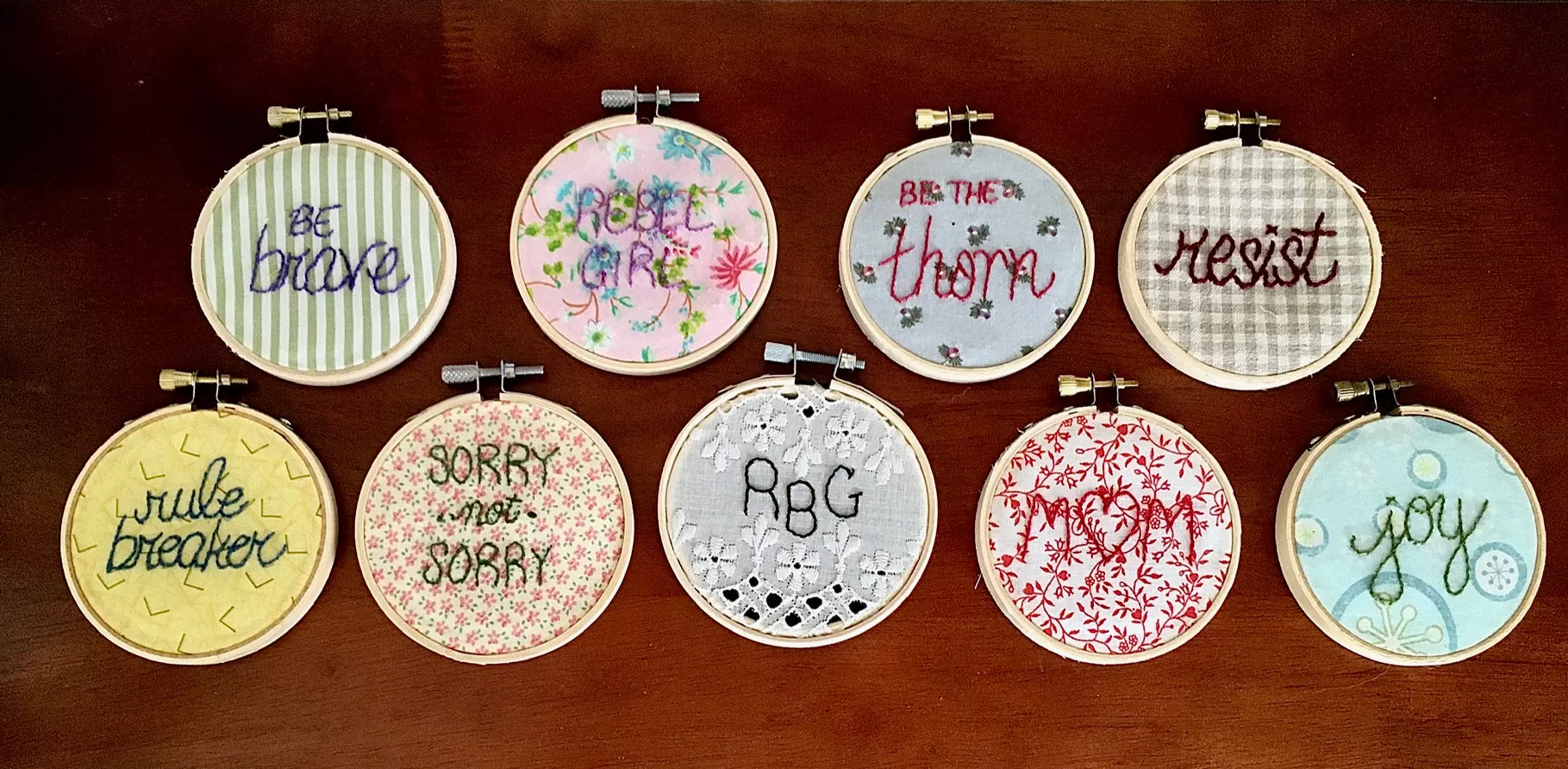 Personalized Hand-Embroidered Message Hoop - Small