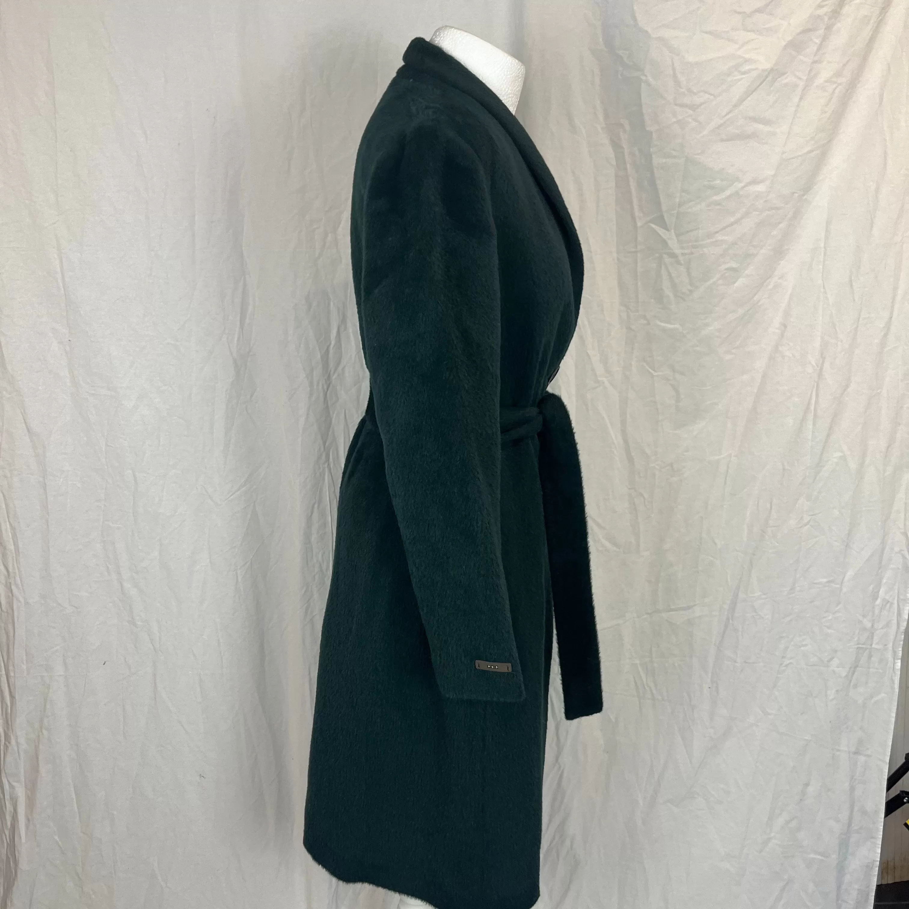 Peserico 1200 Forest Green Baby Alpaca Belted Coat S