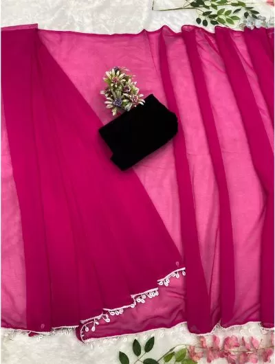 Pink 1 Minute Saree Ready to Wear Georgette Sari